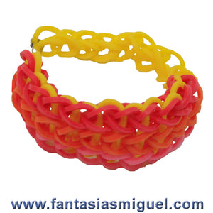 Pulsera Triple Rosa/Naranja/Rojo