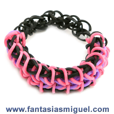 Pulsera Zippy Chain Negro/Rosa/Morado
