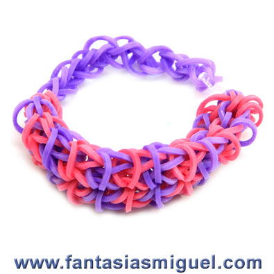 Fantasías Miguel Clave:CA1512 Pulsera Doble Rombo Morado/Rosa