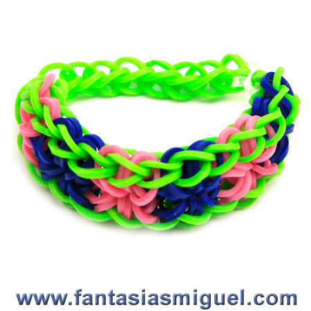 Pulsera Estrella Azul-Rosa-Limón