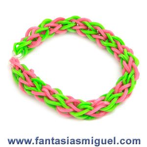 Pulsera Cadena Doble Rosa/Limón