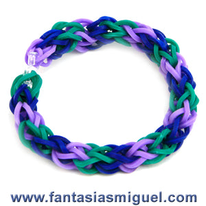 Pulsera Cadena Doble Agua/Azul/Morado