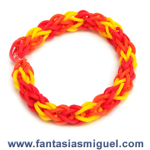 Pulsera Cadena Doble Amarillo/Naranja/Rojo