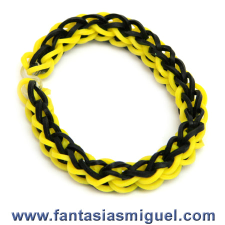 Pulsera Cadena Doble, Negro Amarillo