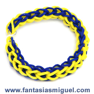 Pulsera Cadena Doble, Amarillo Azul