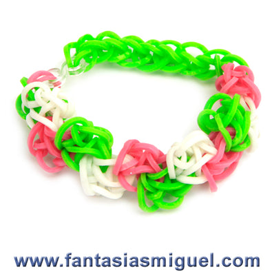 Fantasías Miguel Clave:CA1542 Pulsera Zig Zag Rosa/Blanco/Limón