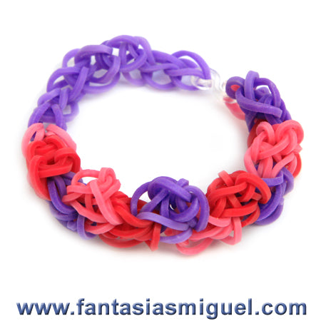 Pulsera Zig-Zag Morado/Rojo/Rosa