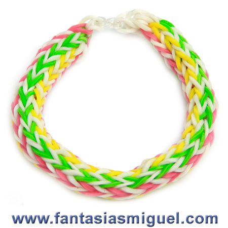 Pulsera Redonda Blanco/Rosa/  Limón/Amarillo