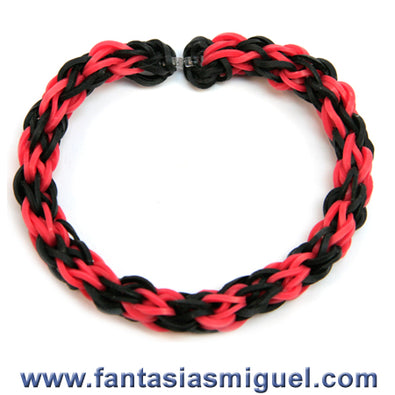 Fantasías Miguel Clave:CA1603 Pulsera Hexagonal Negro Rojo