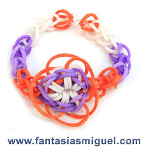 Pulsera Flor Naranja/Morado/ Blanco