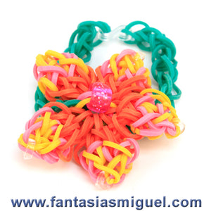 Pulsera Flor Bibiscus Con Ligas, Multicolor