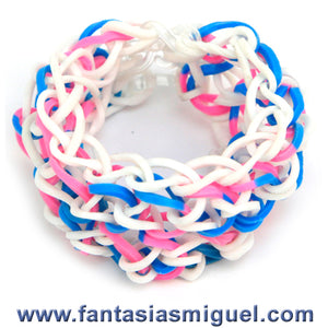 Pulsera Con Ligas Escama De Dragón, Blanco Multicolor