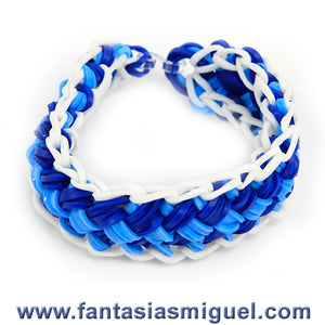 Pulsera Petalillo Azul Blanco  Con Ligas