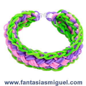 Pulsera Petalillo Rosa Limón Morado Con Ligas