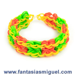 Pulsera De Cadena Doble Con Flor, Limón Amarillo Naranja  Con Ligas