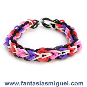 Pulsera Espiga Doble Rosa - Rojo - Morado