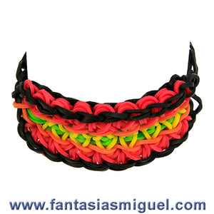 Pulsera Especial Multicolor Negra Con Ligas Divertidas