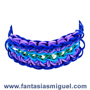 Pulsera Especial Multiculor Azul Con Ligas Divertidas