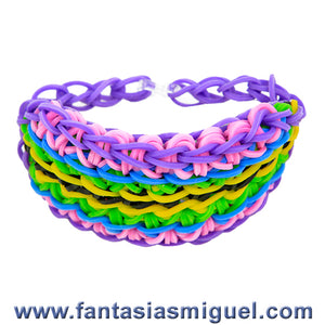 Pulsera Especial  6 Colores Morada Con Ligas Divertidas