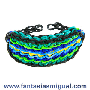 Pulsera Especial 6 Colores Negro Con Ligas Divertidas