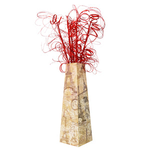 Florero Pirámide Decopage Con Varas De Pastitos