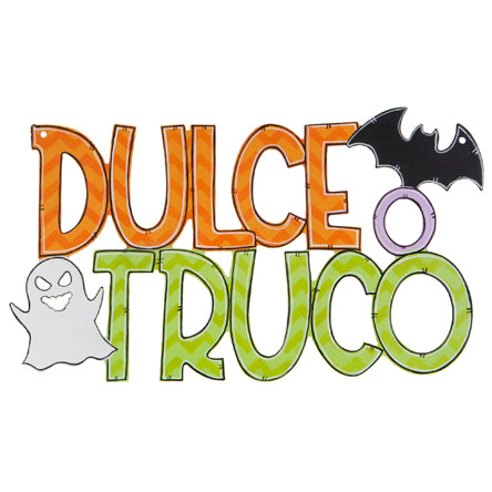 Letrero Dulce O Truco Naranja/Verde