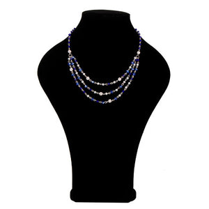 Collar Triple Con Cristales Azules