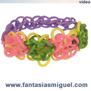 Pulsera Mariposa Con Ligas, Verde Rosa Amarillo