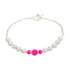 Fantasías Miguel Clave:CZ126 Pulsera De Perlas Y Cuentas Caucho Blanco/Rosa Neón