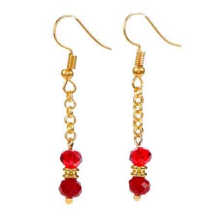 Aretes De Rondeles Rojo/Oro