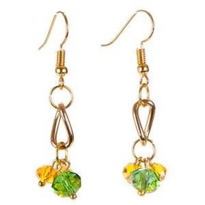 Aretes De Rondeles Esmeralda Y Amarillo