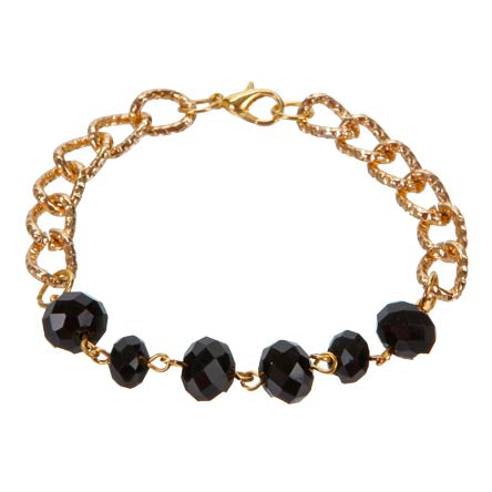 Pulsera Con Cadena Oro Y Rondeles Negros