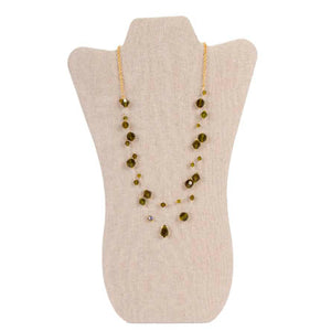 Collar De Cristal Verde Olivo