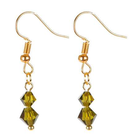 Aretes Con Cristales Verde Olivo