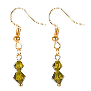Aretes Con Cristales Verde Olivo