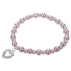 Fantasías Miguel Clave:CZ194 Pulsera De Perla Rosa Y Blanca Con Corazón Plata