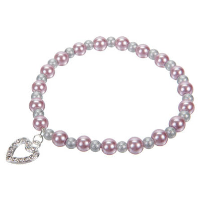 Fantasías Miguel Clave:CZ194 Pulsera De Perla Rosa Y Blanca Con Corazón Plata