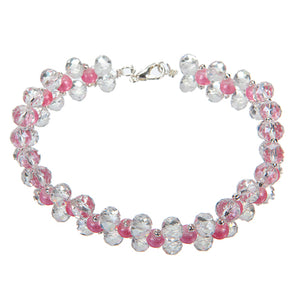 Pulsera Con Cristales Y Perlas Rosas