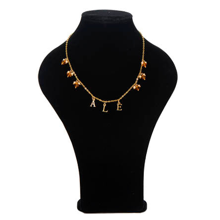 Collar De Rondeles Y Perlas Con Dijes De Letras