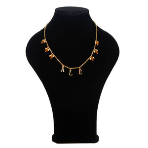 Collar De Rondeles Y Perlas Con Dijes De Letras