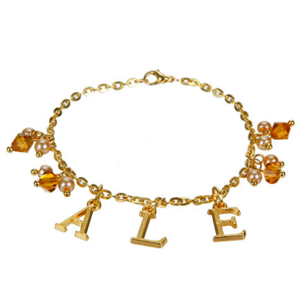 Pulsera De Rondeles Y Perlas Con Dije De Letras