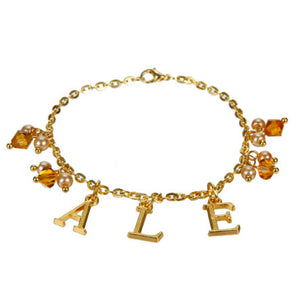Pulsera De Rondeles Y Perlas Con Dije De Letras