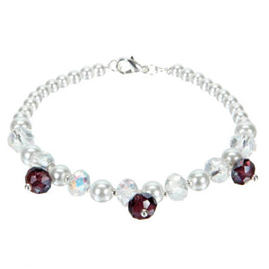 Pulsera De Perlas Con Cristales Morados