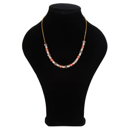 Collar De Rondeles Y Perlas Rosadas