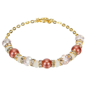Pulsera Con Rondeles Y Perlas Rosadas