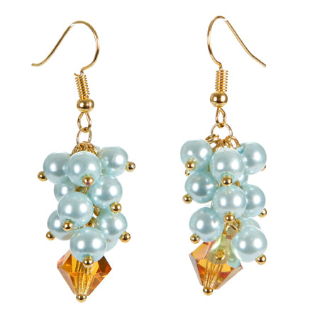 Aretes De Perlas Azules Y Cristales