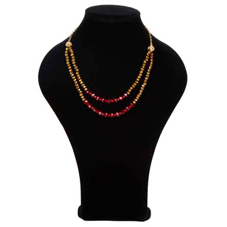 Collar Doble De Rondeles Rojo Y Oro