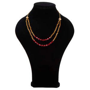 Collar Doble De Rondeles Rojo Y Oro