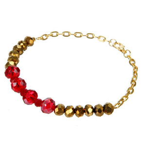 Pulsera De Rondeles Rojo Y Oro