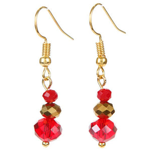 Aretes De Rondeles Rojo Y Oro